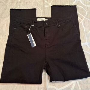 Vineyard Vines Womens Jet Black High Rise Kick Flare Raw Hem Denim Pants Size 30
